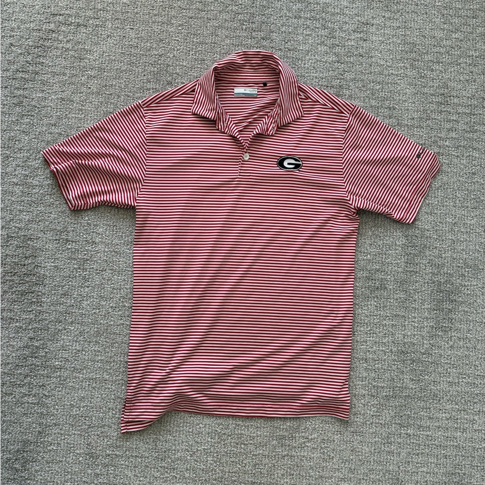 Collegiate (GEORGIA) Columbia Red Striped Men's Polo Shirt- small
